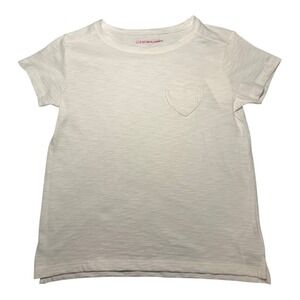 Crewcuts‎ White Heart Pocket Tee Shirt Size S 6-7 Cotton Kids Girls
